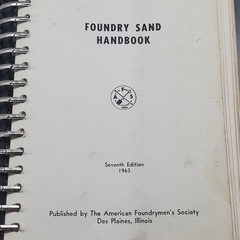 Foundry Sand Handbook Seventh Edition 1963 American Foundrymen’s Society AFS