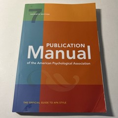 Publication Manual (OFFICIAL) 7th Edition of the American Psychological..VG