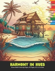 Harmony in Hues: Stress Relief Coloring Pages, 50 Pages, 8.5 x 11 inches by Dext